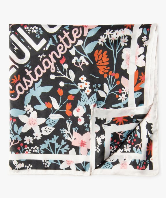 Foulard fille carré en satin fleuri - LuluCastagnette vue1 - LULUCASTAGNETTE - GEMO