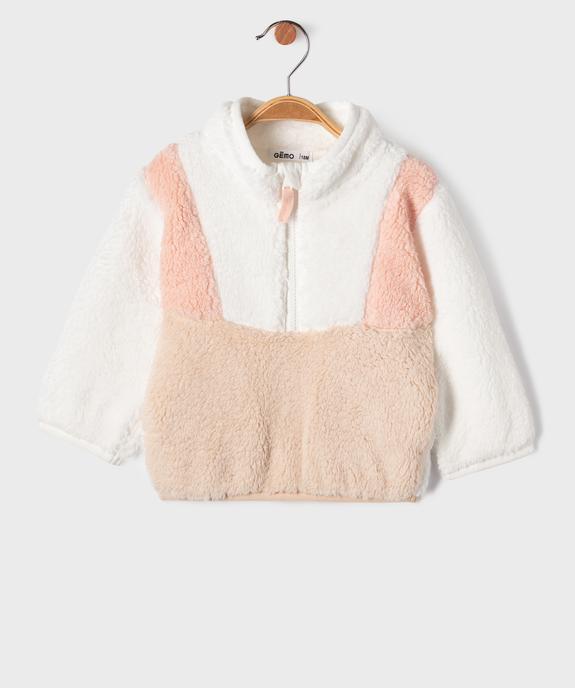 Sweat en sherpa avec col zippé bébé fille vue2 - GEMO(BEBE DEBT) - GEMO