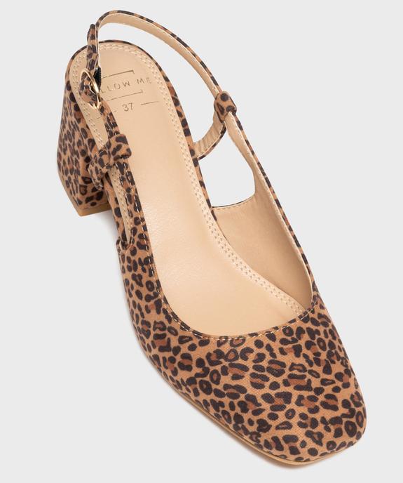 Escarpins slingback en toile à motifs léopard femme - Follow Me vue5 - FOLLOW ME - GEMO