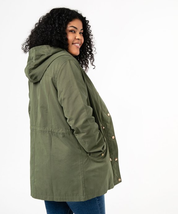 Parka femme grande taille à capuche toucher peau de pêche vue3 - GEMO (G TAILLE) - GEMO