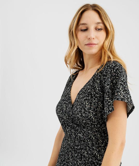 Robe longue cache-cœur en maille souple femme vue3 - GEMO 4G FEMME - GEMO