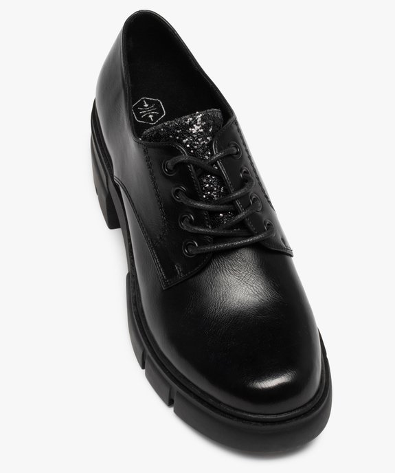 Derbies femme unis à talon carré et semelle crantée vue5 - GEMO(URBAIN) - GEMO