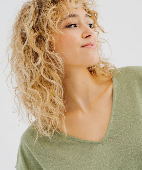 Tee-shirt manches courtes coupe loose en lin femme vue2 - GEMO 4G FEMME - GEMO