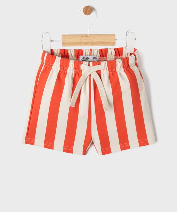 Short rayé en maille French Terry bébé garçon vue1 - GEMO(BEBE DEBT) - GEMO