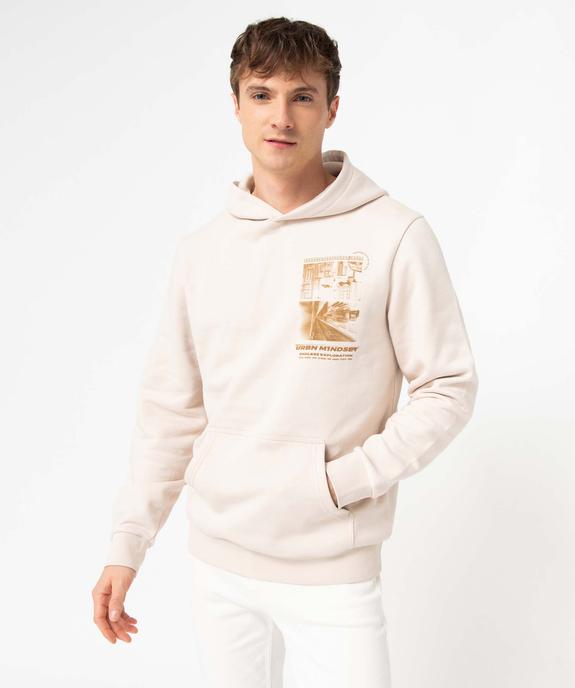 Sweat homme à capuche avec motif streetwear vue2 - GEMO (HOMME) - GEMO