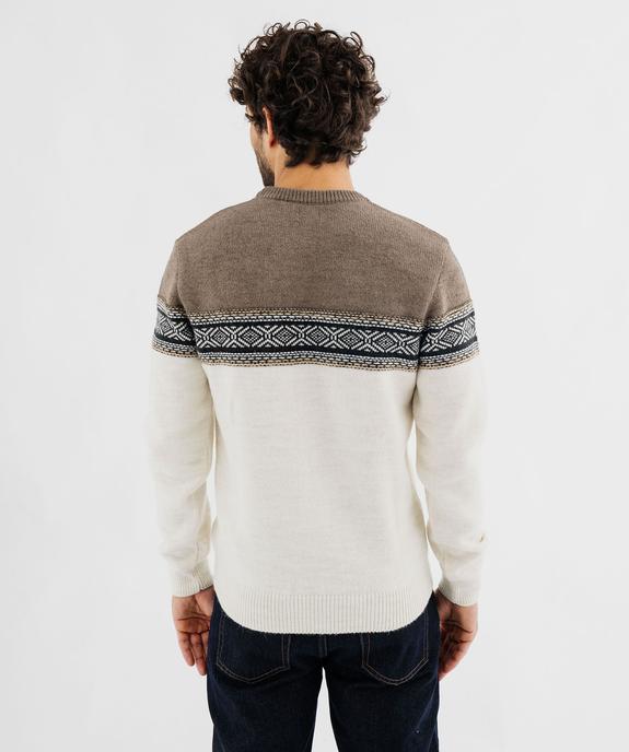 Pull col rond à bande jacquard homme vue3 - GEMO (HOMME) - GEMO