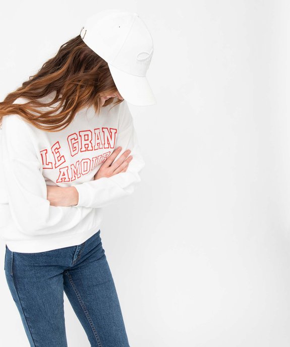 Sweat femme oversize à message brodé vue2 - GEMO(FEMME PAP) - GEMO