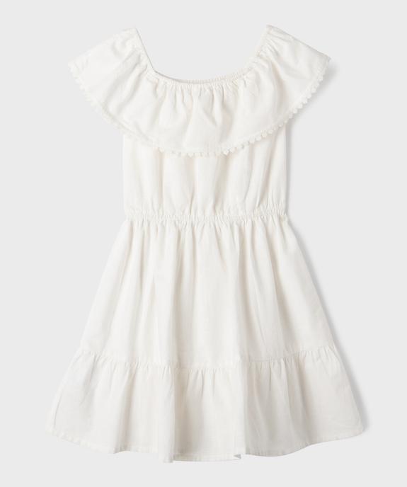 Robe à volants en coton avec col Bardot élastique fille vue3 - GEMO (JUNIOR) - GEMO