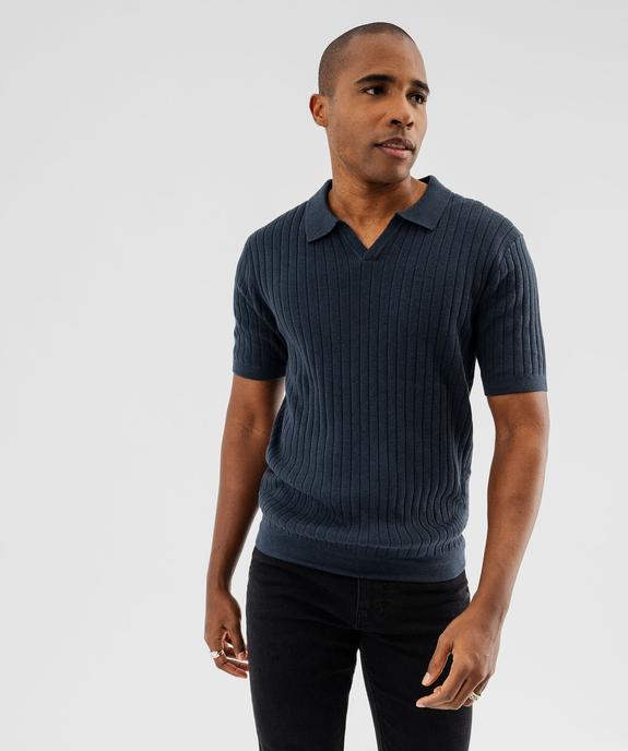 Polo en maille côtelée à encolure ouverte homme vue1 - GEMO 4G HOMME - GEMO