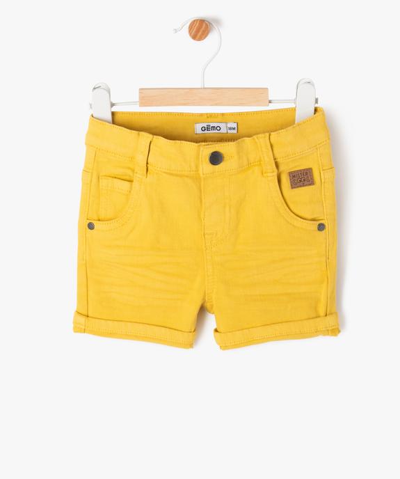 Short slim uni en toile extensible bébé garçon vue1 - GEMO(BEBE DEBT) - GEMO
