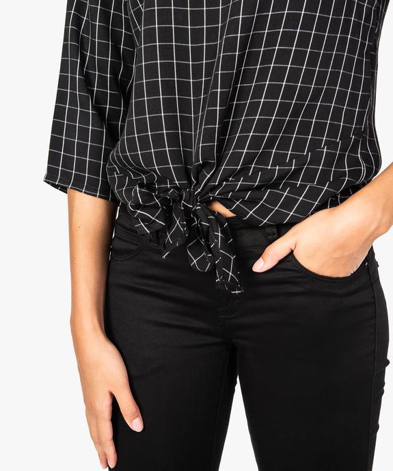 Blouse femme à carreaux manches 3/4 et nœud devant vue2 - GEMO(FEMME PAP) - GEMO