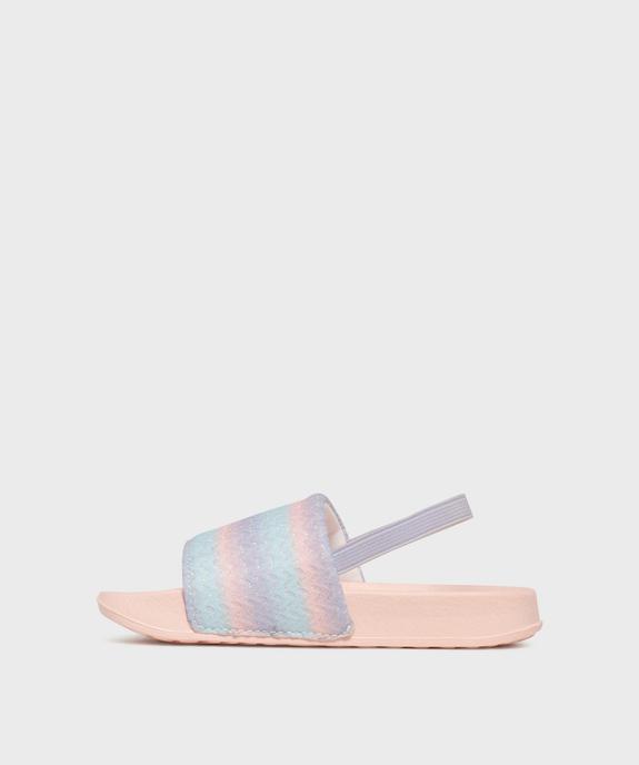 Mules de plage à bride scintillante avec élastique fille vue3 - GEMO (PLAGE) - GEMO