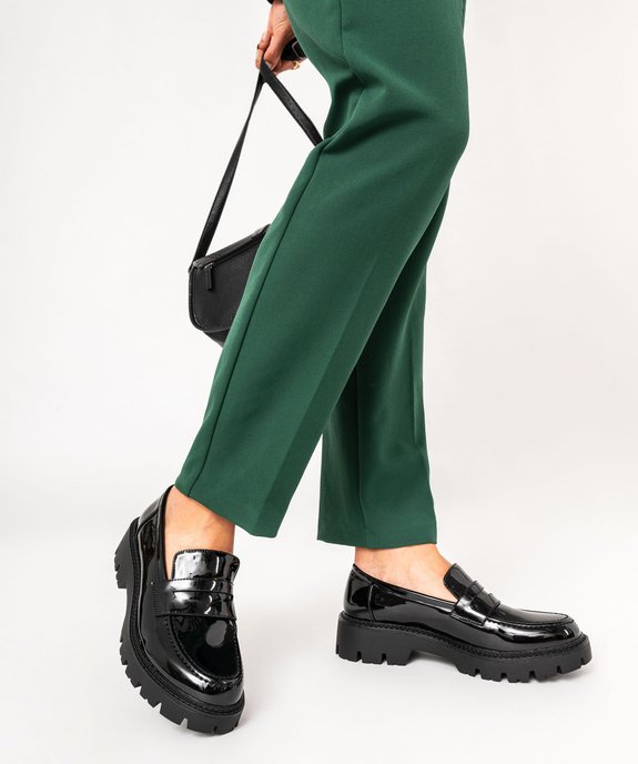 Mocassins femme unis avec dessus verni et semelle crantée vue1 - GEMO (CASUAL) - GEMO