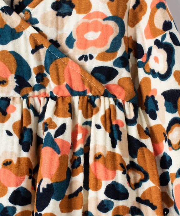 Robe bébé fille col cache-cœur en maille fleurie vue3 - GEMO(BEBE DEBT) - GEMO
