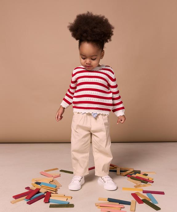 Pantalon en coton avec noeud à la taille bébé fille - LuluCastagnette vue2 - LULU CASTAGNETTE G4G D - GEMO