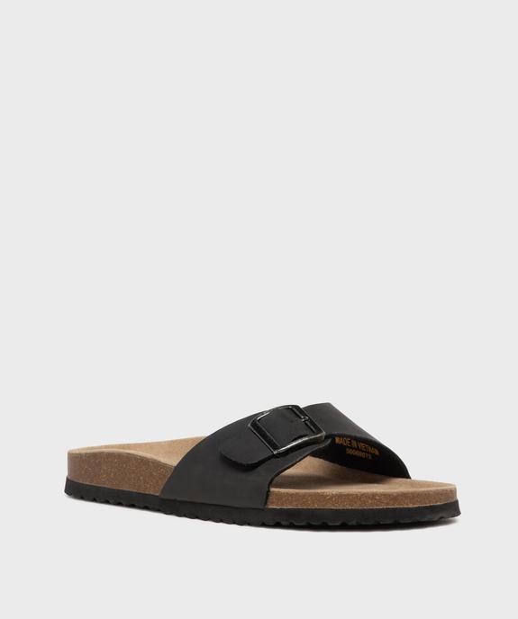 Sandales mules à large bride et semelle intérieure cuir homme vue2 - URBAN STEPS - GEMO