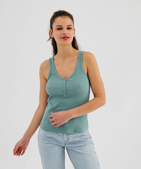 Débardeur en maille côtelée avec col V boutonné femme vue5 - GEMO 4G FEMME - GEMO