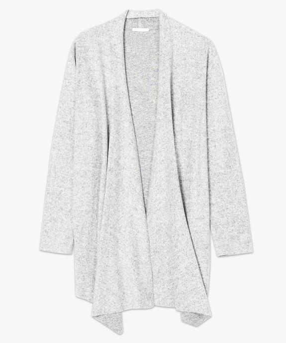Gilet femme long chiné porté ouvert vue4 - GEMO(FEMME PAP) - GEMO