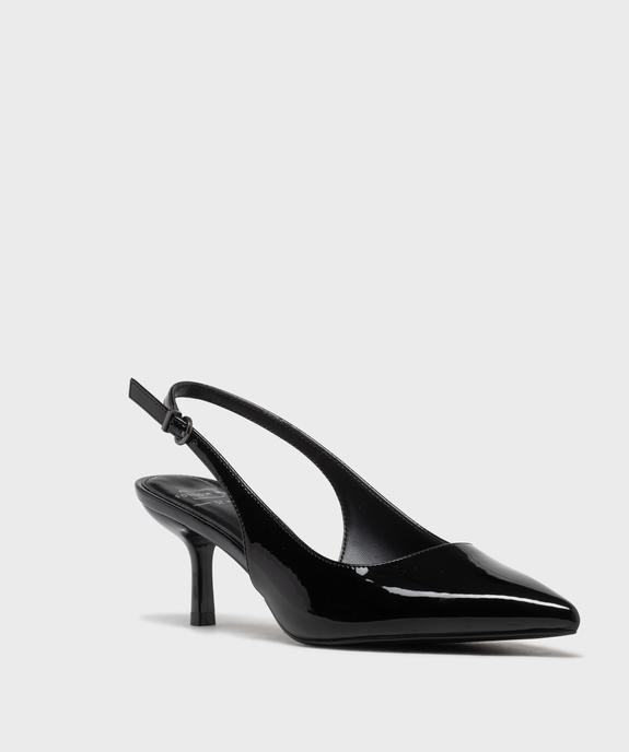 Escarpins sling-back vernis à bout pointu et talon fin femme- Follow Me vue2 - FOLLOW ME - GEMO