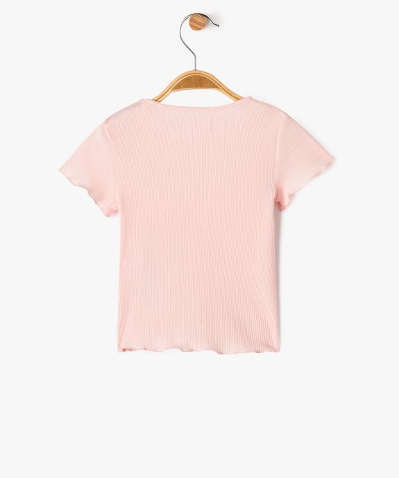 Tee-shirt à manches courtes en maille côtelée bébé fille vue3 - GEMO(BEBE DEBT) - GEMO
