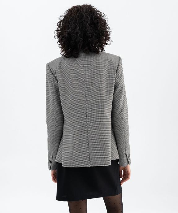 Veste blazer coupe droite motif pied de poule femme vue3 - GEMO(FEMME PAP) - GEMO