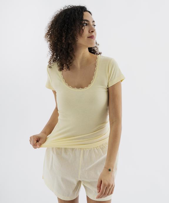 Haut de pyjama en maille côtelée femme vue1 - GEMO 4G FEMME - GEMO