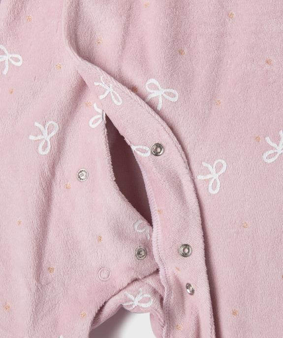 Pyjama en velours avec ouverture avant et motifs pois bébé  vue2 - GEMO 4G BEBE - GEMO