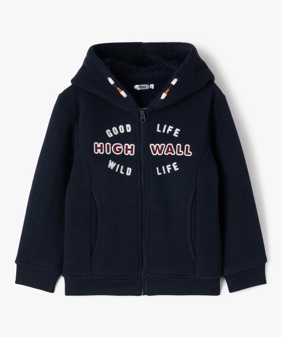 Sweat à capuche zippé en polaire doublé sherpa garçon vue1 - GEMO (ENFANT) - GEMO