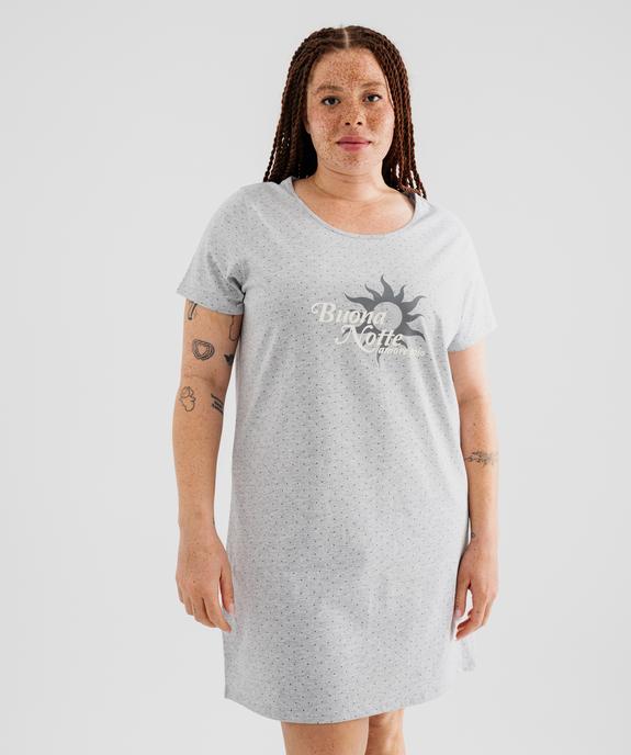 Chemise de nuit à manches courtes et col rond femme grande taille vue1 - GEMO 4G FEMME - GEMO