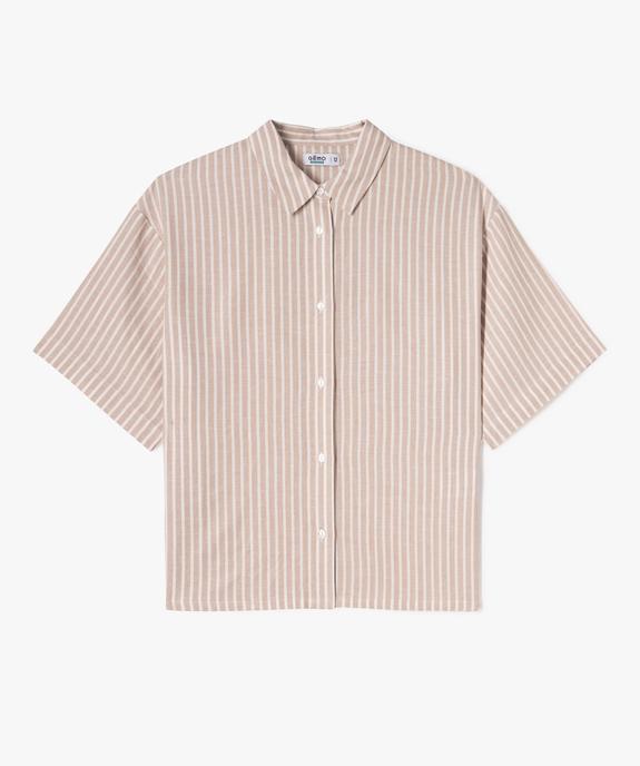 Chemise rayée à manches courtes fille vue1 - GEMO 4G FILLE - GEMO