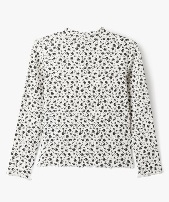 Tee-shirt manches longues col montant en maille côtelée fille vue3 - GEMO 4G FILLE - GEMO
