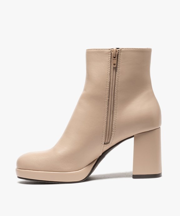 Boots femme unies à talon carré et semelle plateforme vue3 - GEMO(URBAIN) - GEMO