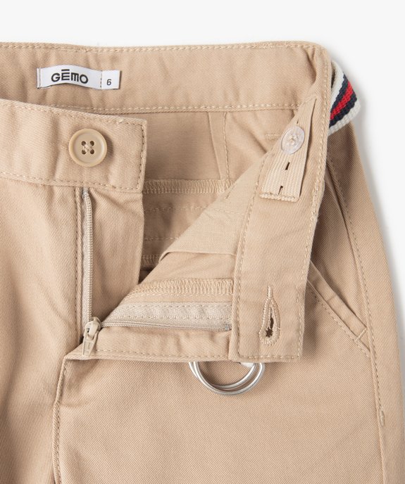Bermuda en coton avec ceinture tricolore garçon vue2 - GEMO 4G GARCON - GEMO