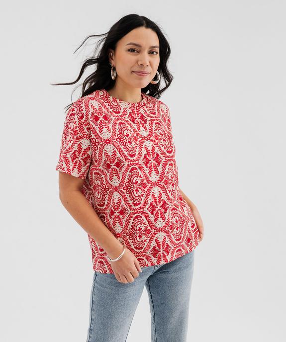 Tee-shirt manches courtes imprimé femme vue4 - GEMO 4G FEMME - GEMO