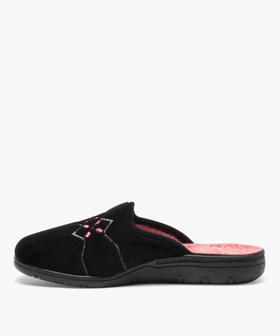 Chaussons femme forme mule avec dessus brodé vue3 - GEMO 4G FEMME - GEMO