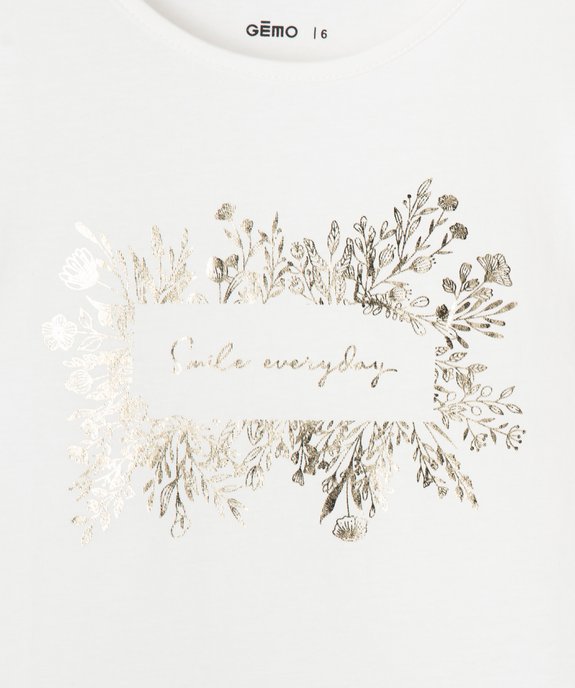 Tee-shirt manches courtes coupe ample à motif pailleté fille vue2 - GEMO (ENFANT) - GEMO