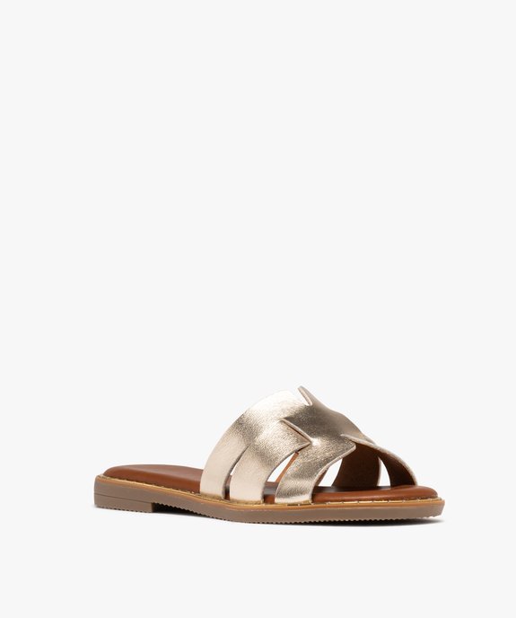 Mules femme plates dessus larges brides unies vue3 - FOLLOW ME - GEMO