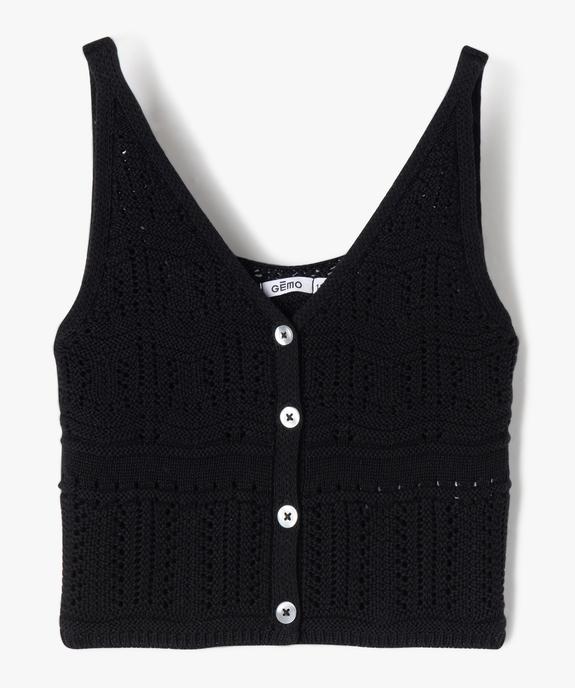 Débardeur court en maille ajourée fille vue2 - GEMO (JUNIOR) - GEMO