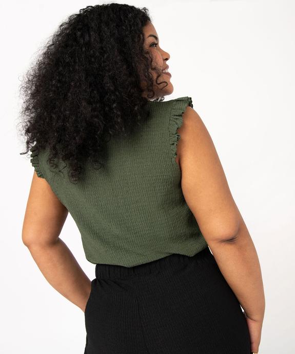 Tee-shirt col V avec volants aux emmanchures femme grande taille vue3 - GEMO (G TAILLE) - GEMO