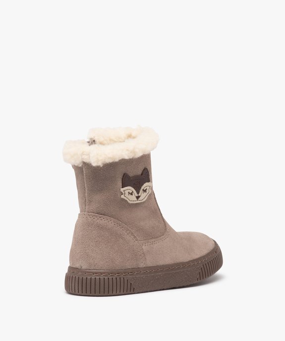 Boots fourrées fille dessus cuir retourné uni – NA! vue4 - NA! - GEMO