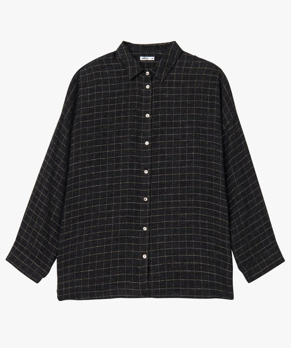 Chemise femme fluide à carreaux dorés vue4 - GEMO (G TAILLE) - GEMO