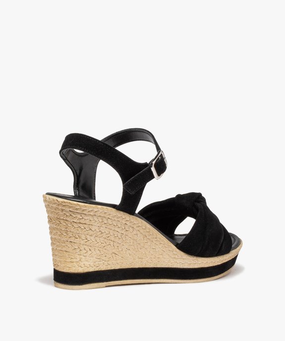 Sandales femme compensées dessus cuir suédé - Tanéo vue4 - TANEO - GEMO