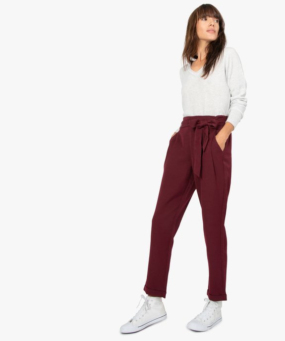 Pantalon femme fluide coupe carotte à taille élastiquée vue5 - GEMO(FEMME PAP) - GEMO