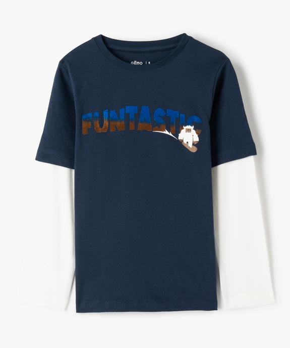 Tee-shirt manches longues effet 2 en 1 garçon vue1 - GEMO (ENFANT) - GEMO