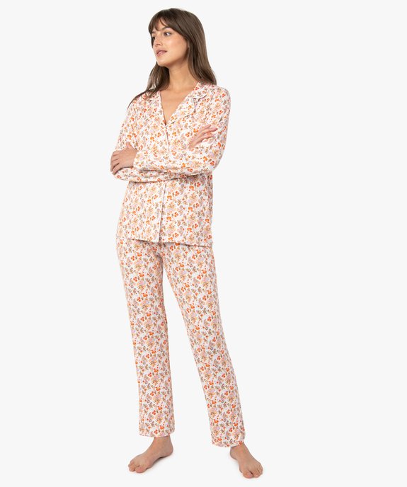 Pyjama deux pièces femme : chemise et pantalon vue1 - GEMO 4G FEMME - GEMO