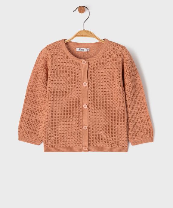 Gilet en coton ajouré bébé fille vue1 - GEMO(BEBE DEBT) - GEMO