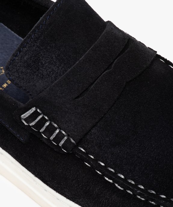 Mocassins homme dessus cuir retourné uni – Tanéo vue6 - TANEO - GEMO