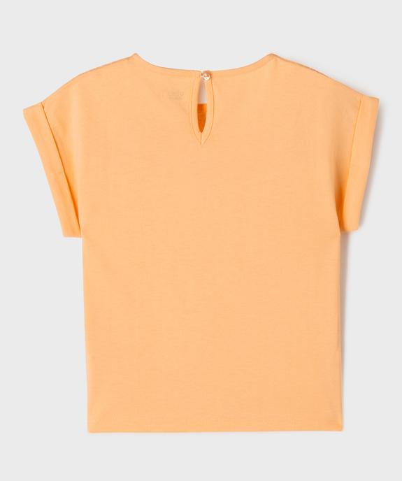 Tee-shirt manches courtes avec détails brodés fille vue3 - GEMO 4G FILLE - GEMO
