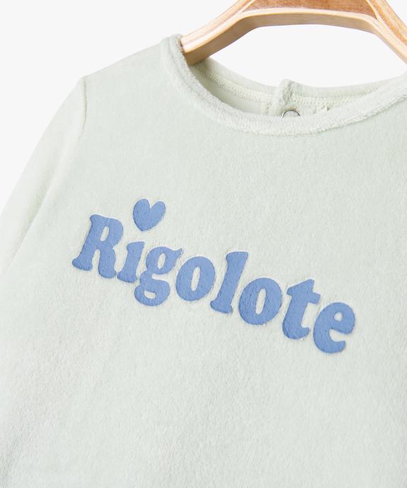 Pyjama dors-bien en velours avec message bébé fille vue2 - PREMIER PRIX BY GEMO - GEMO