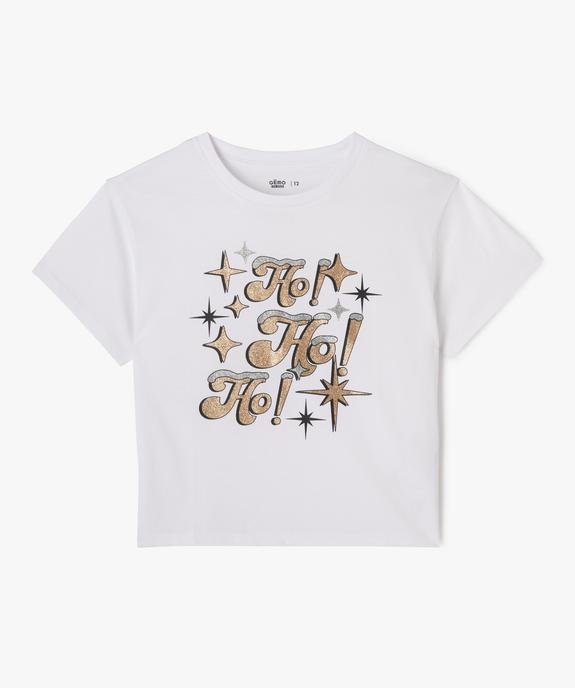 Tee-shirt de Noël à manches courtes imprimé fille vue1 - GEMO 4G FILLE - GEMO